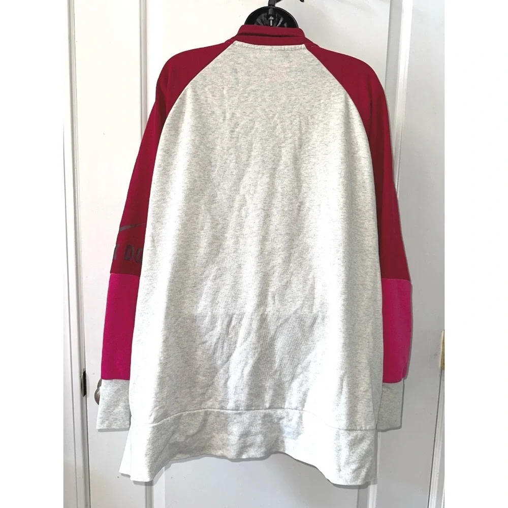 NIKE Dri-FIT Sweatshirt Workout Activewear Red/Grey/Pink